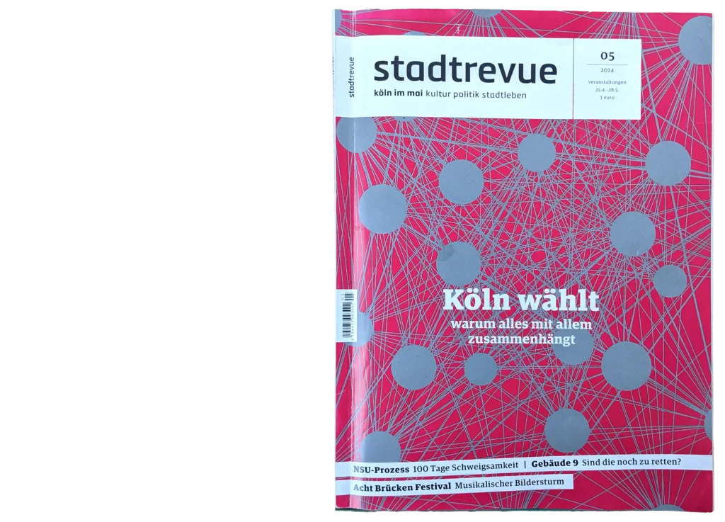 Cover Stadtrevue - 05.2014. Zeigt ein Neuronenetz und den Titel: Köln wählt