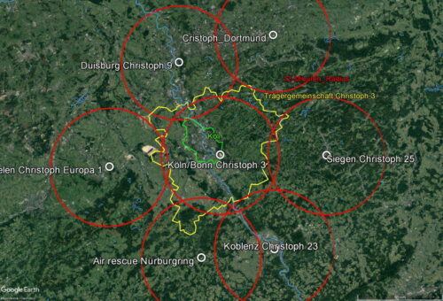 Informationen zu Alternativstandorten: Radius Köln-Bonn mit umliegenden Radien