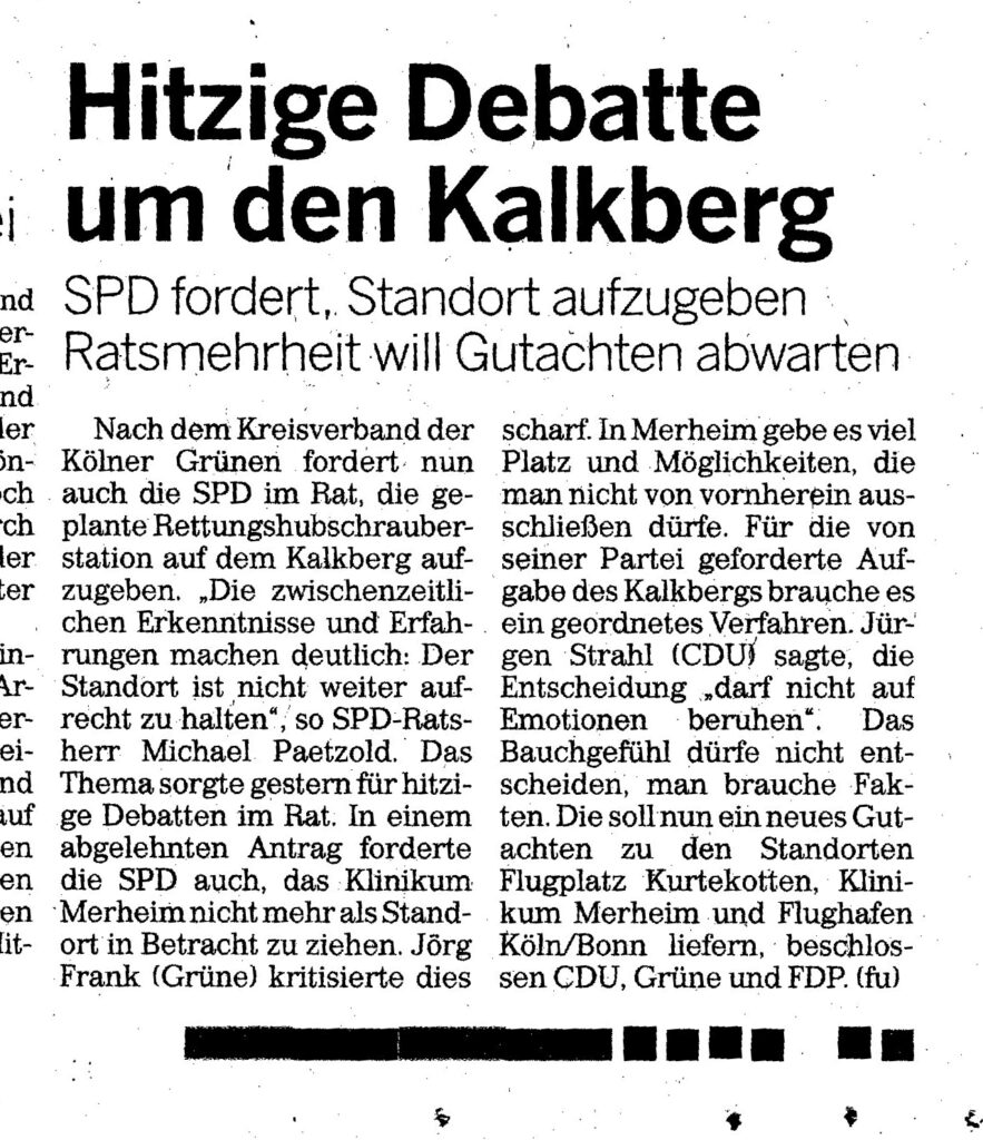 Kalkberg im Rat: Hitzige Debatte um den Kalkberg