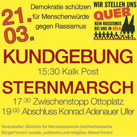 Beitragsbild: Sternmarsch für Demokratie und Menschenwürde von Kalk Post